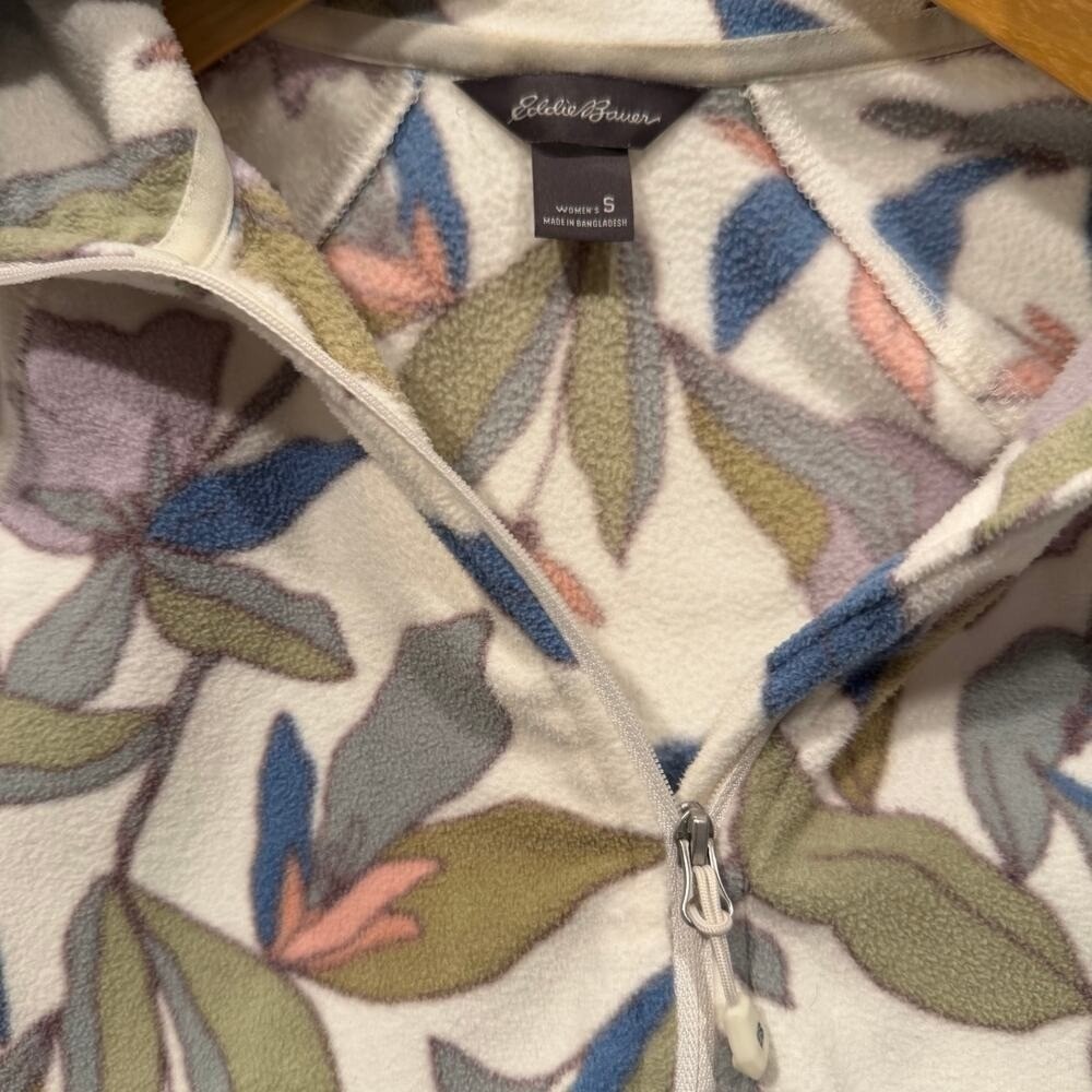 Eddie Bauer Women's Floral Fleece Pullover Small 1/4 Zip Jacket Cream Multicolor - Picture 5 of 7